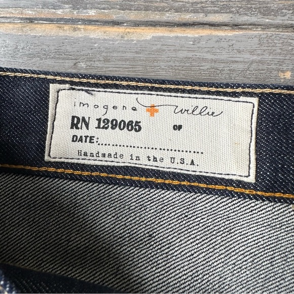 Imogene+Willie Rigid Denim Mid-Rise Jeans Dark Wash Straight Leg Cuffed Hem - Picture 5 of 10